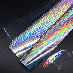 Quintathletic holographic foil enhances lure customization with iridescent fish scale texture.