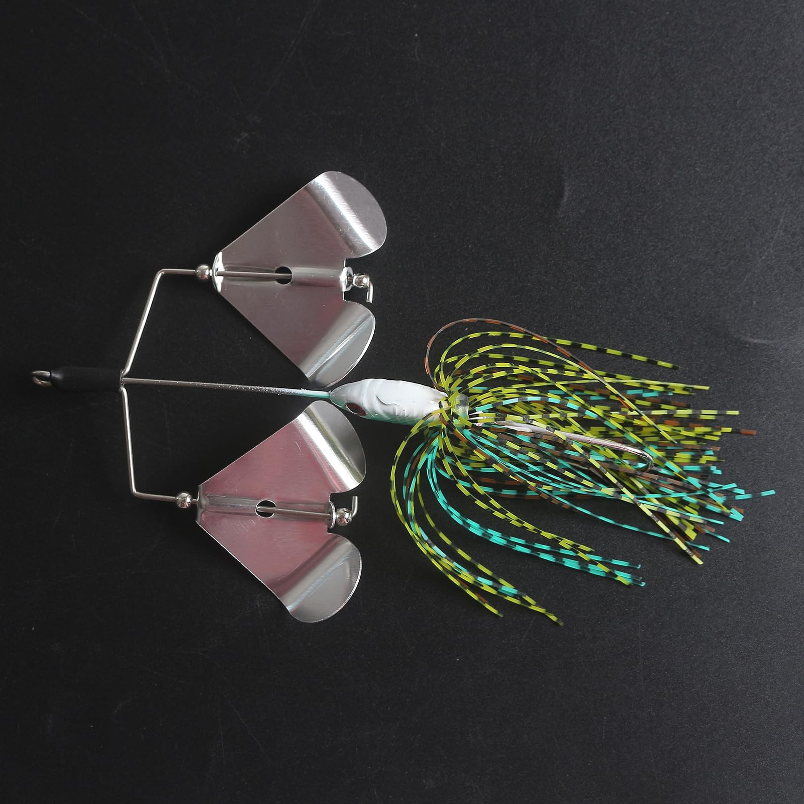 Quintathletic spinner bait with silicone skirts showing varied patterns for attraction