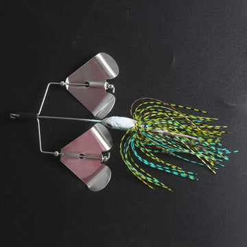 Quintathletic spinner bait with silicone skirts showing varied patterns for attraction