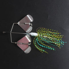 Quintathletic spinner bait with silicone skirts showing varied patterns for attraction