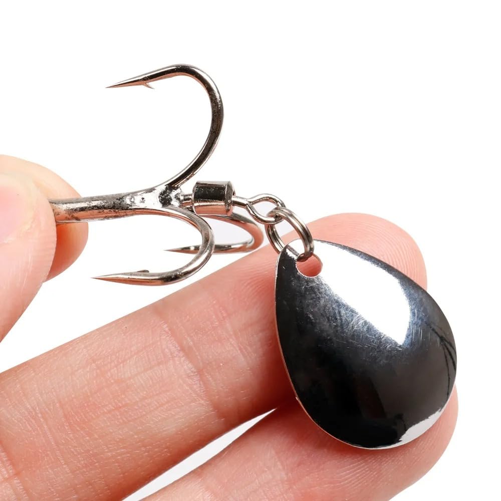 Quintathletic spinner blade treble hook adds water flash and vibration