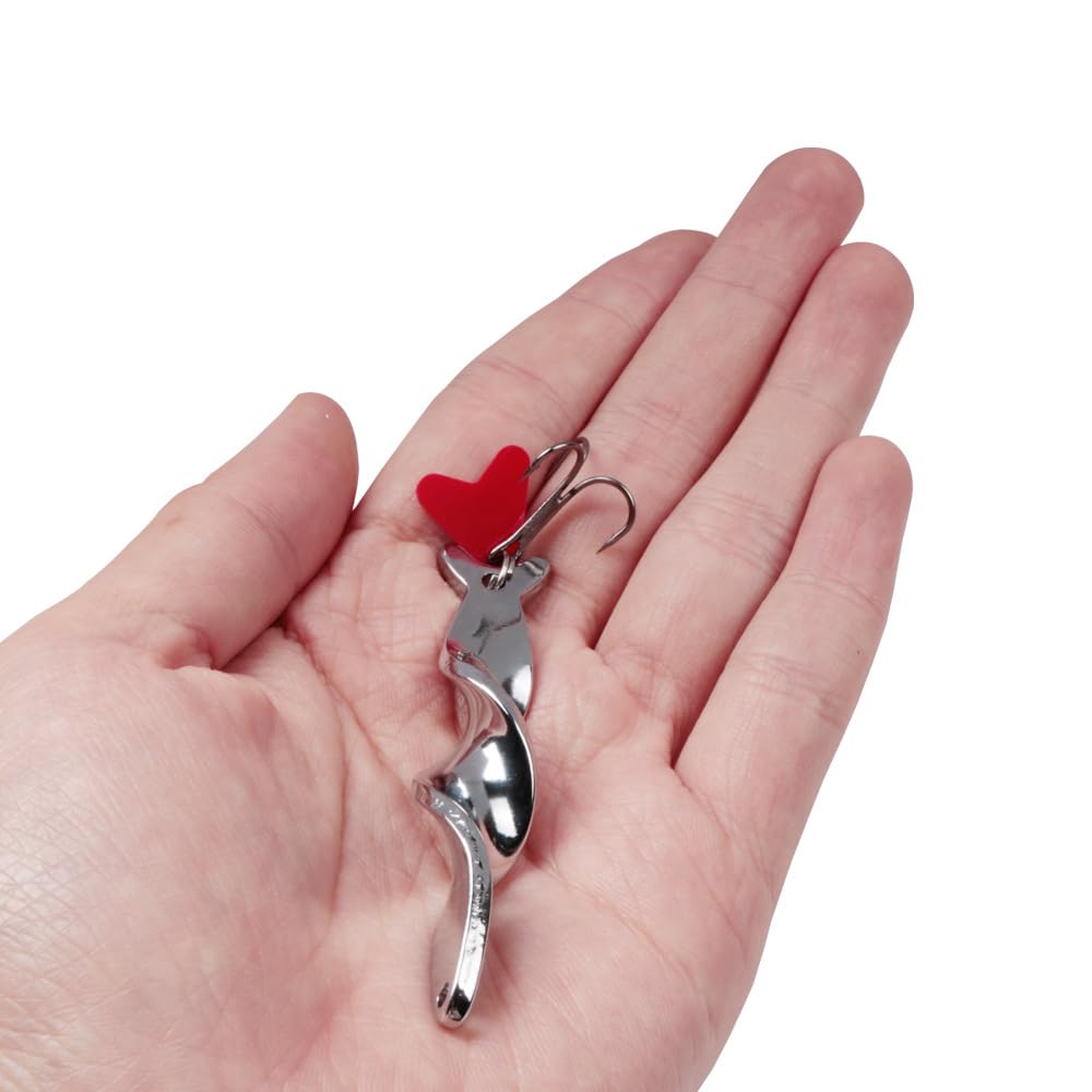 Quintathletic spinner spoon boosts pike attraction through bright flash and vibration.