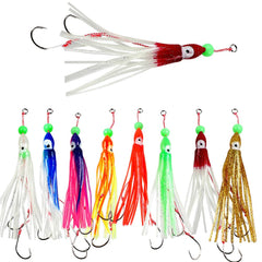 Quintathletic red glitter squid jig lure attracts fish in bright daylight
