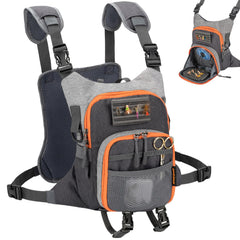 Front view of QulayQualy Fly Fishing Pack chest pack with work station