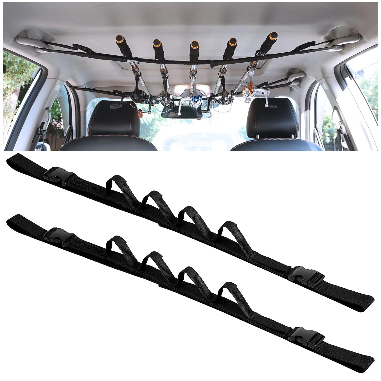 Inside view of Qulkws car fishing rod holder installed in vehicle