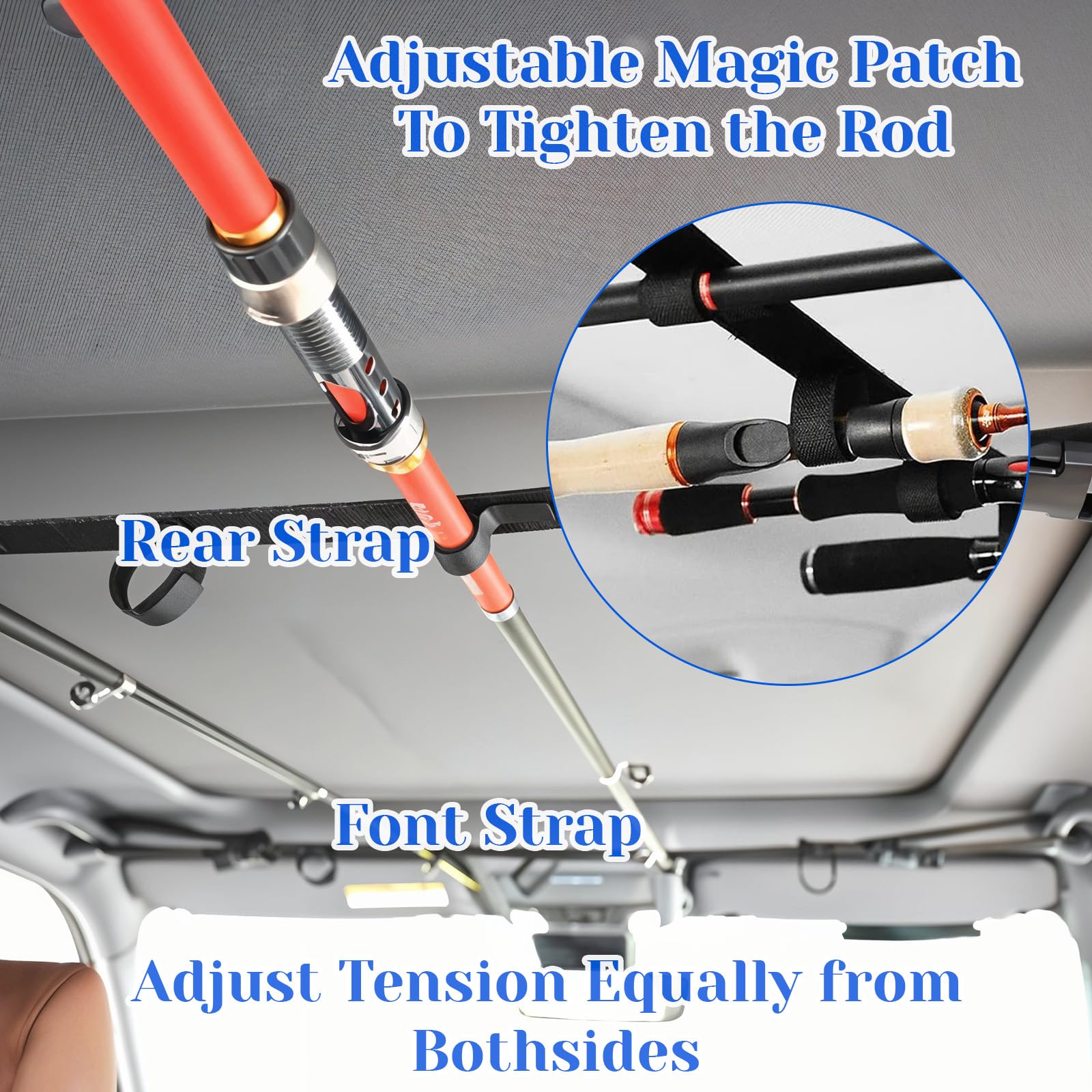 No-drilling installation of fishing rod holder inside car