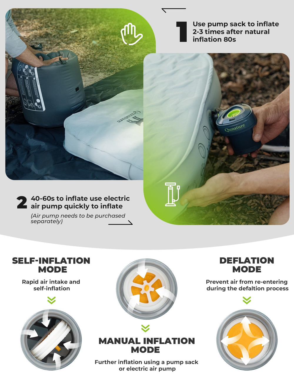 QUNATURE compact-deflated form saves space in packs and tents