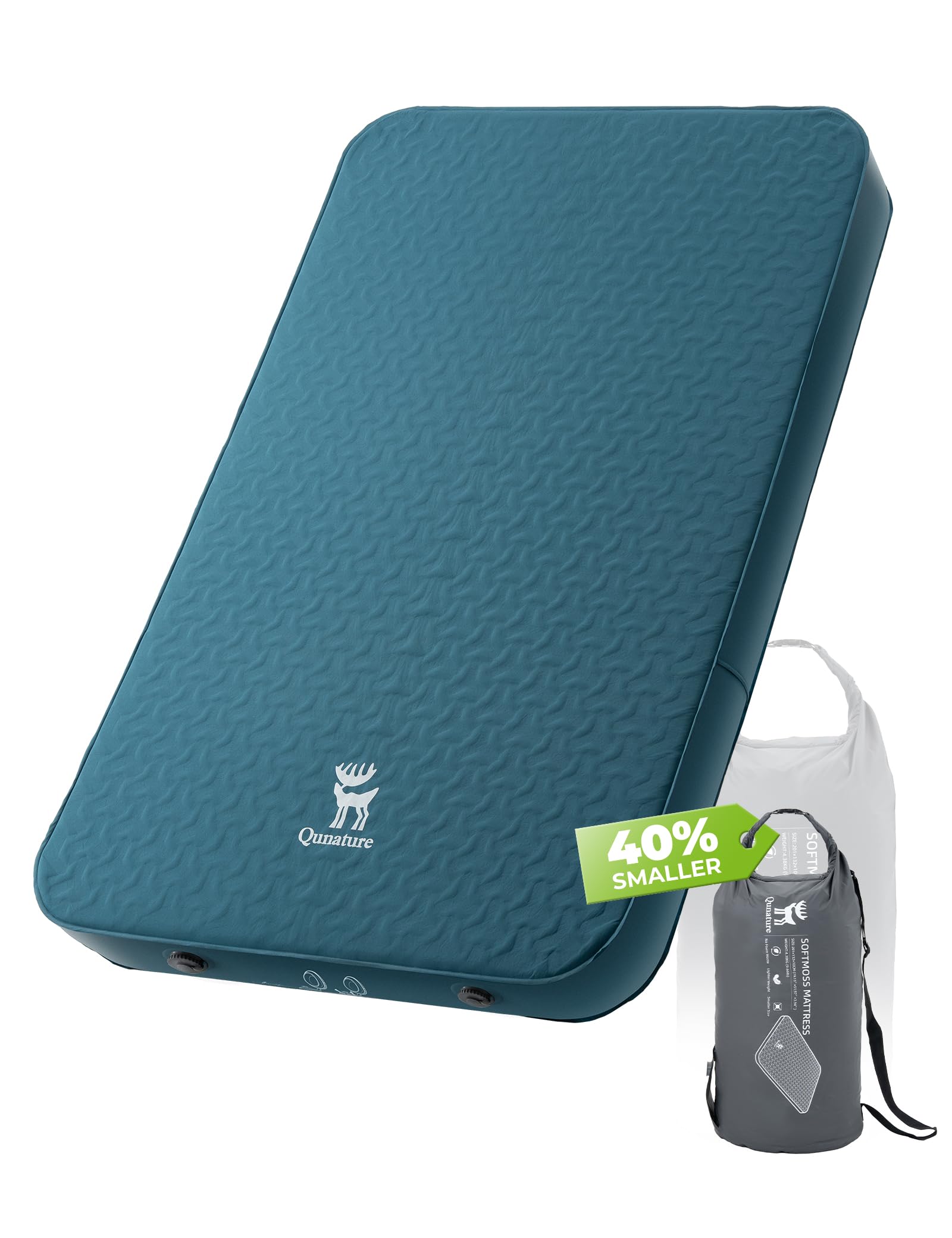 QuNature self-inflating sleeping pad with high rebound foam supports comfortable sleep