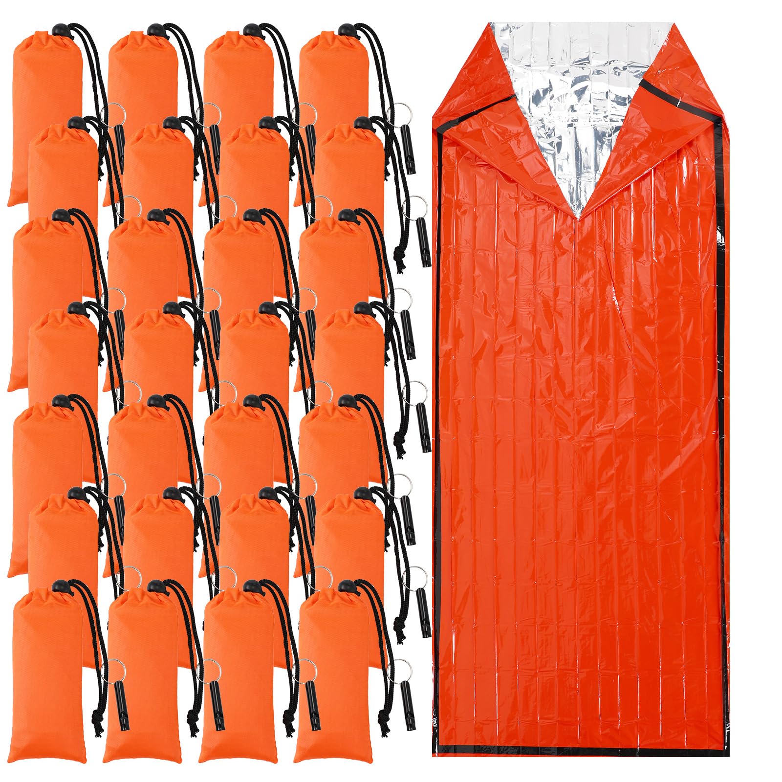 Qunclay 24-pack emergency sleeping bags for camping and survival readiness.