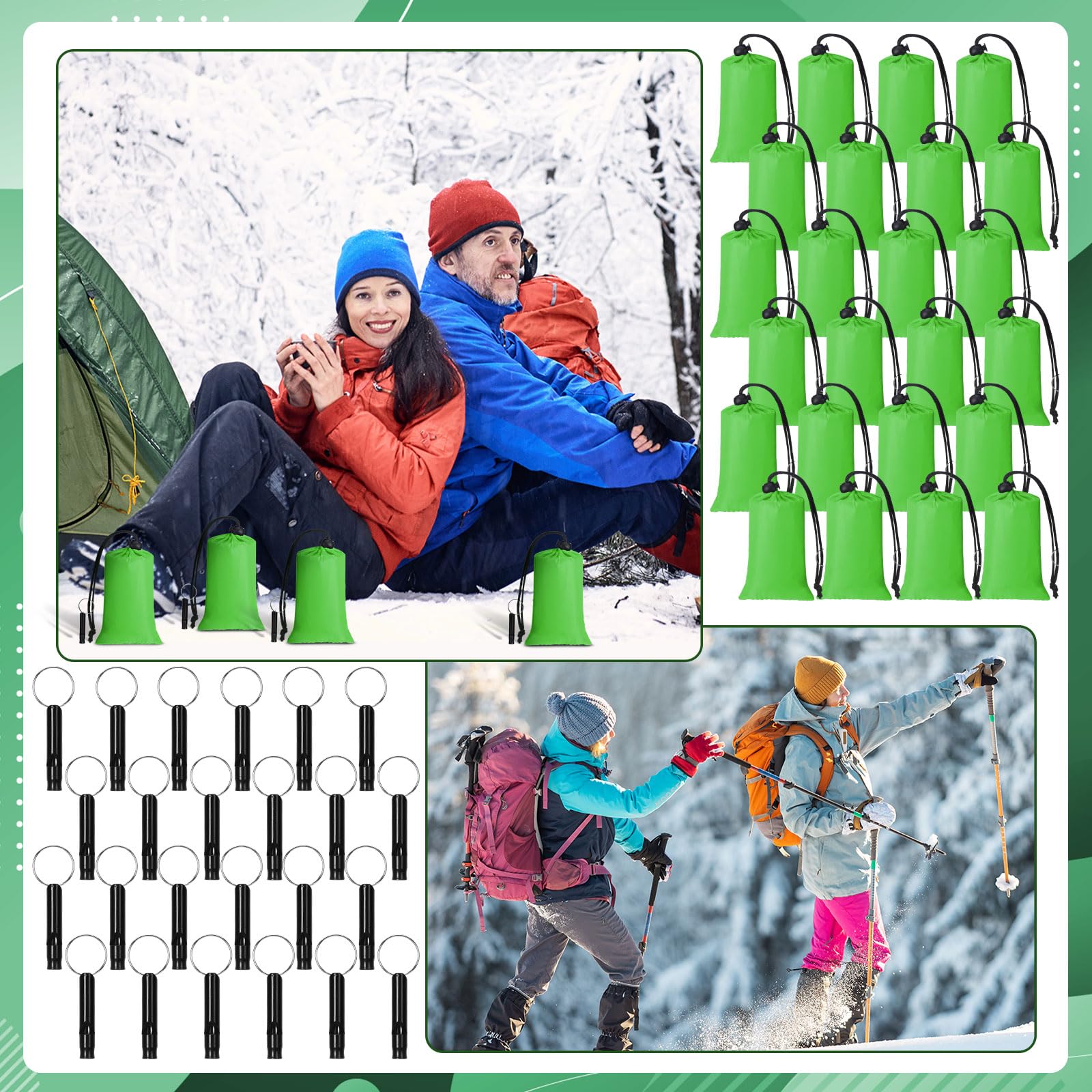 Qunclay camping emergency blanket green offers versatile outdoor use.