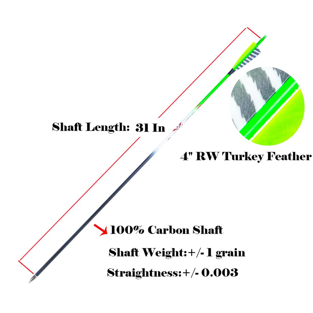QunYing 4-inch turkey feather vanes on arrow for stable flight