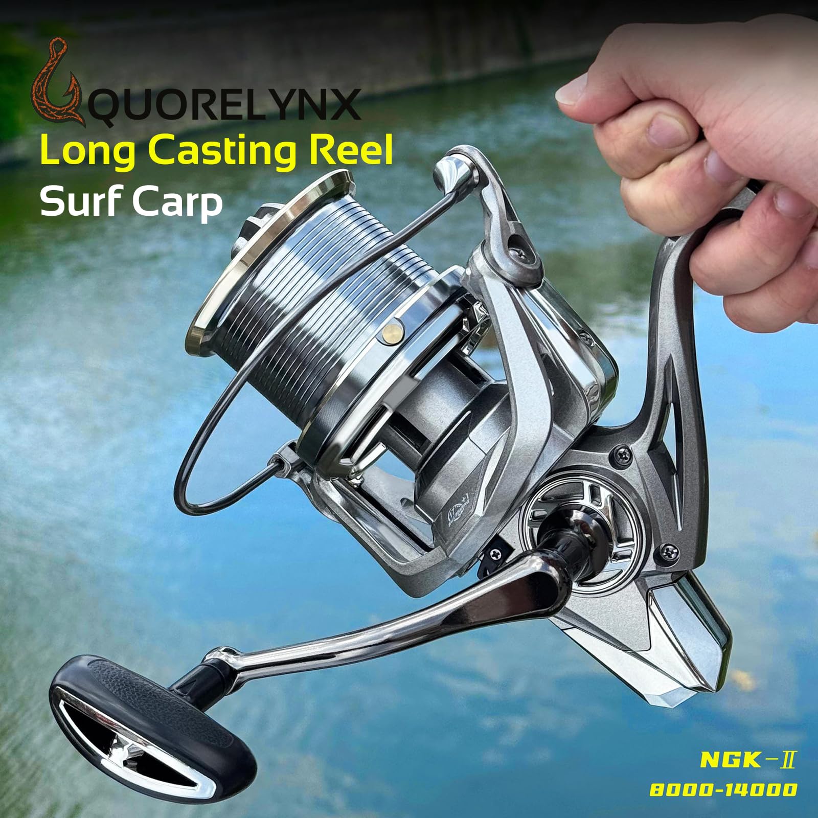 QUORELYNX built-in line-guide reduces tangling for smoother long casts.