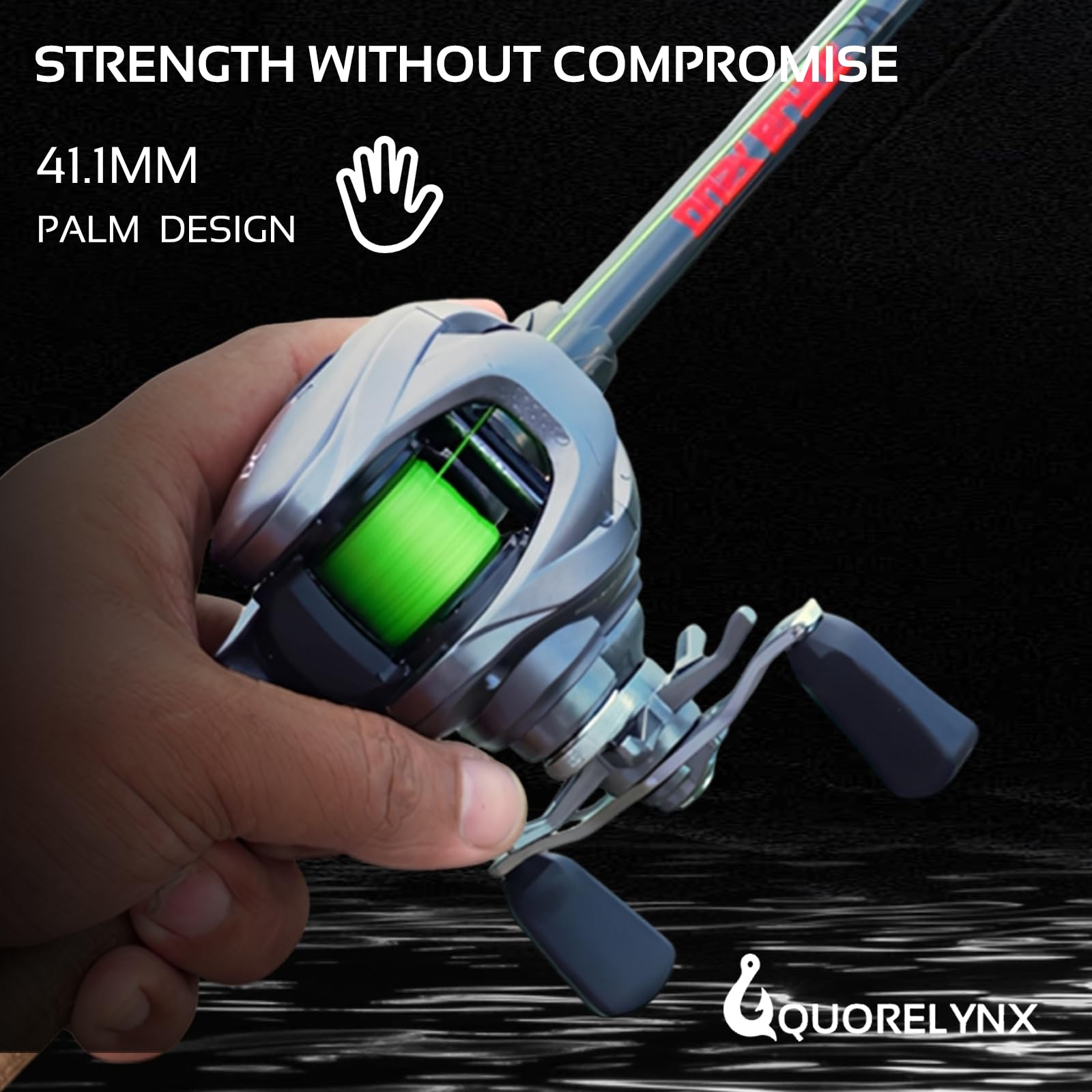 QUORELYNX carbon handle and side plates balance strength and lightness