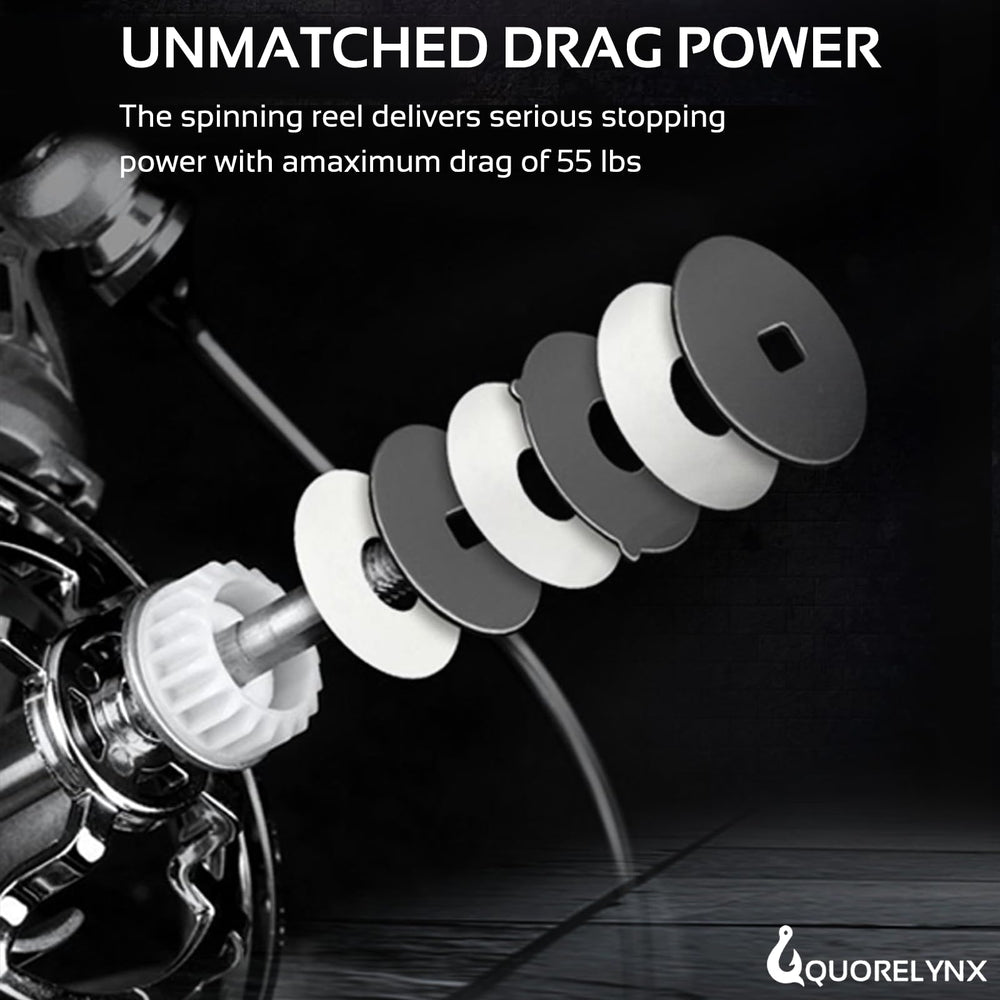 QUORELYNX geometric-structure reel seat supports strength without added weight.