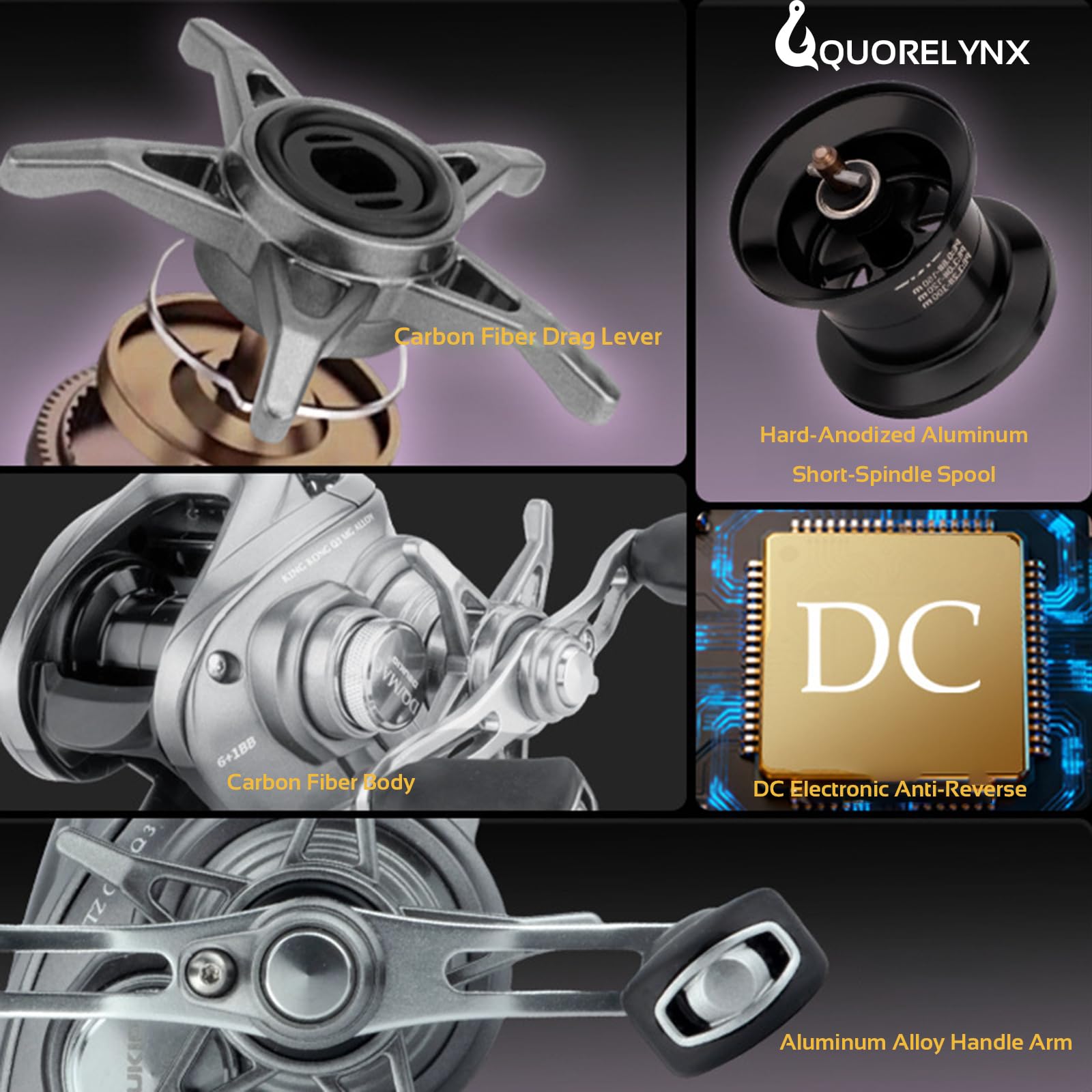 Quorelynx left-hand DC baitcaster for comfortable control.