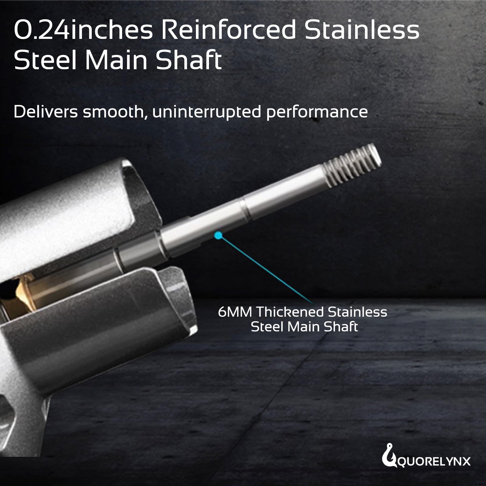 QUORELYNX reel stainless line guide reinforcing durability and reliability