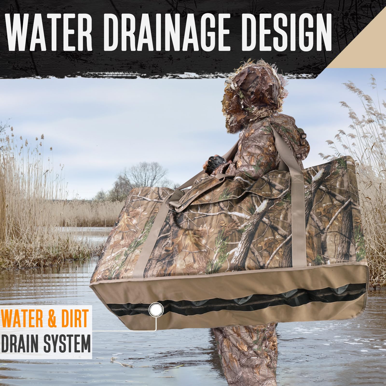 Quovexa decoy bag padded shoulder strap enhances carrying comfort on long hunts.