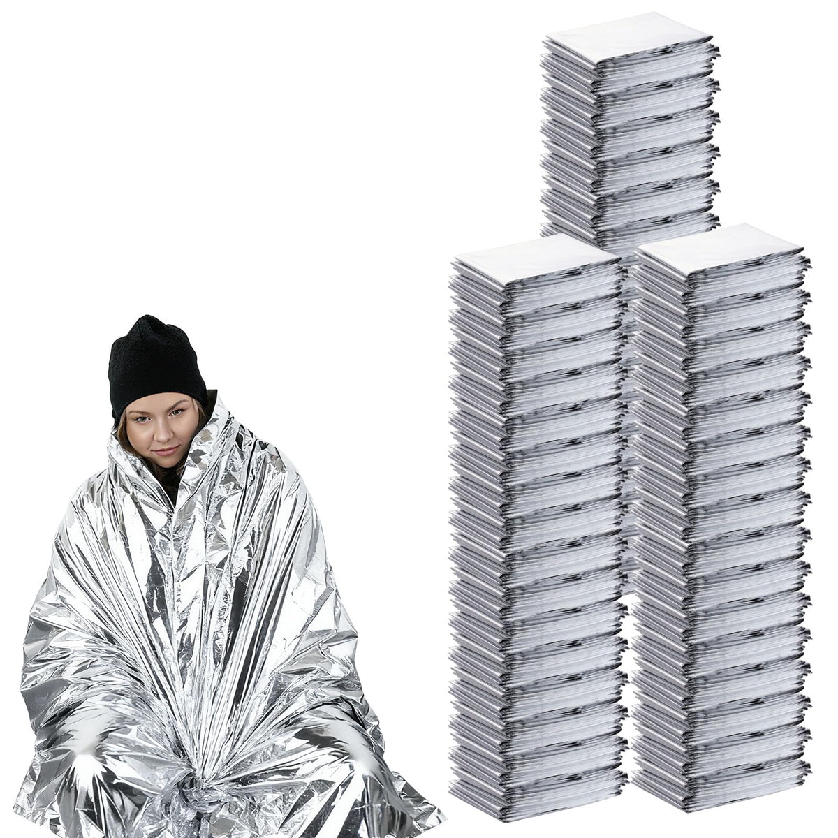 Quuhooki emergency blanket with 52x82 coverage to retain warmth in cold conditions