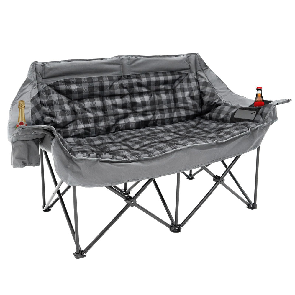 QUYUAN double seater camping chair folded for transport, easy to carry.