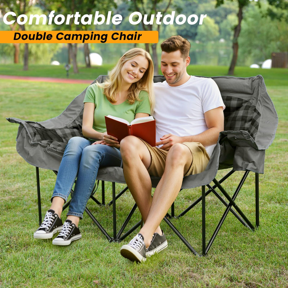 QUYUAN padded loveseat chair with high-loft padding and lumbar support.