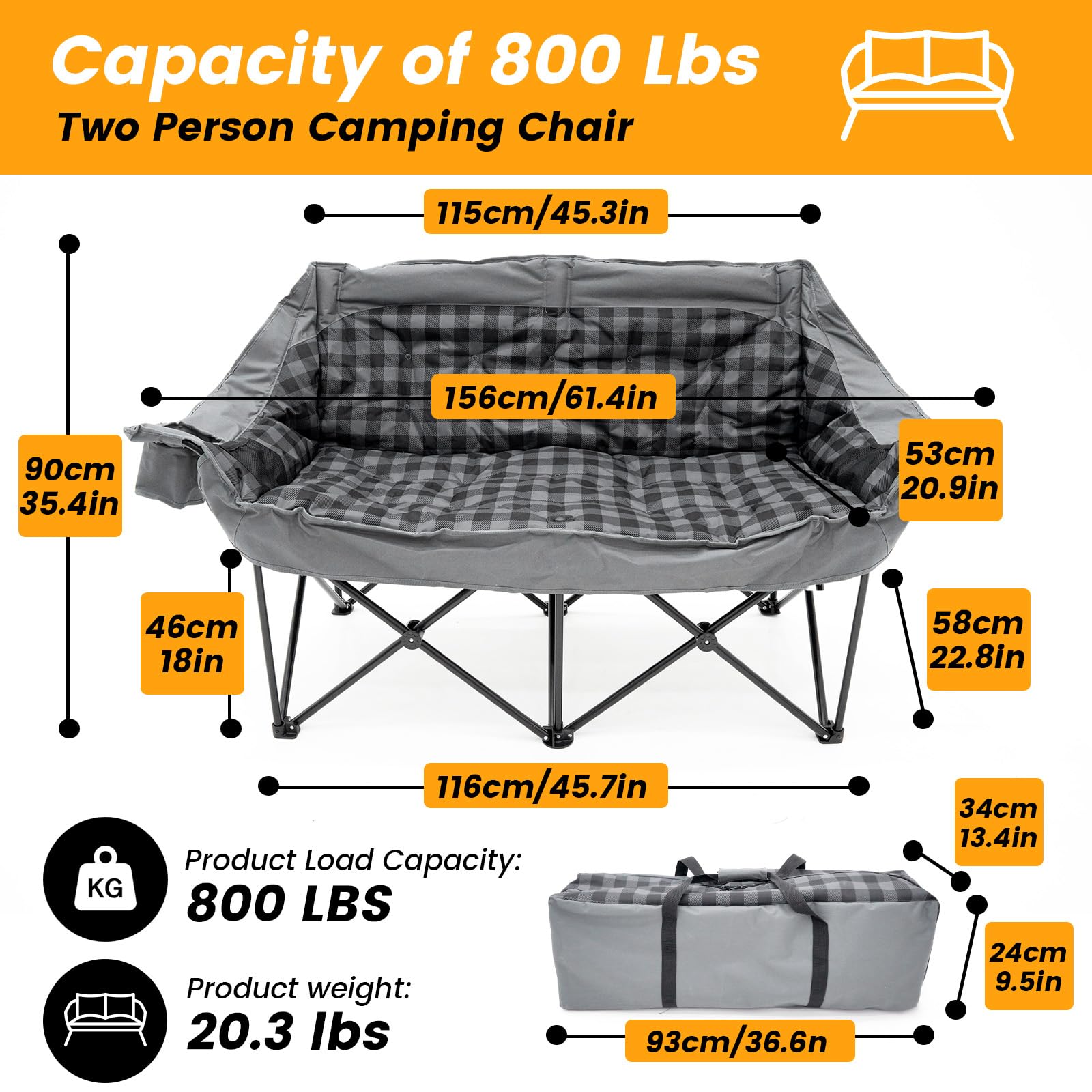 QUYUAN double seater camping chair outdoors setup, inviting two-person lounging.