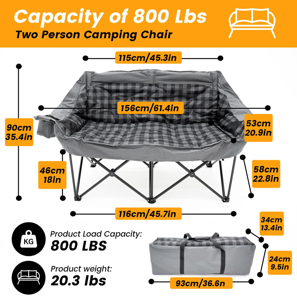 QUYUAN double seater camping chair outdoors setup, inviting two-person lounging.