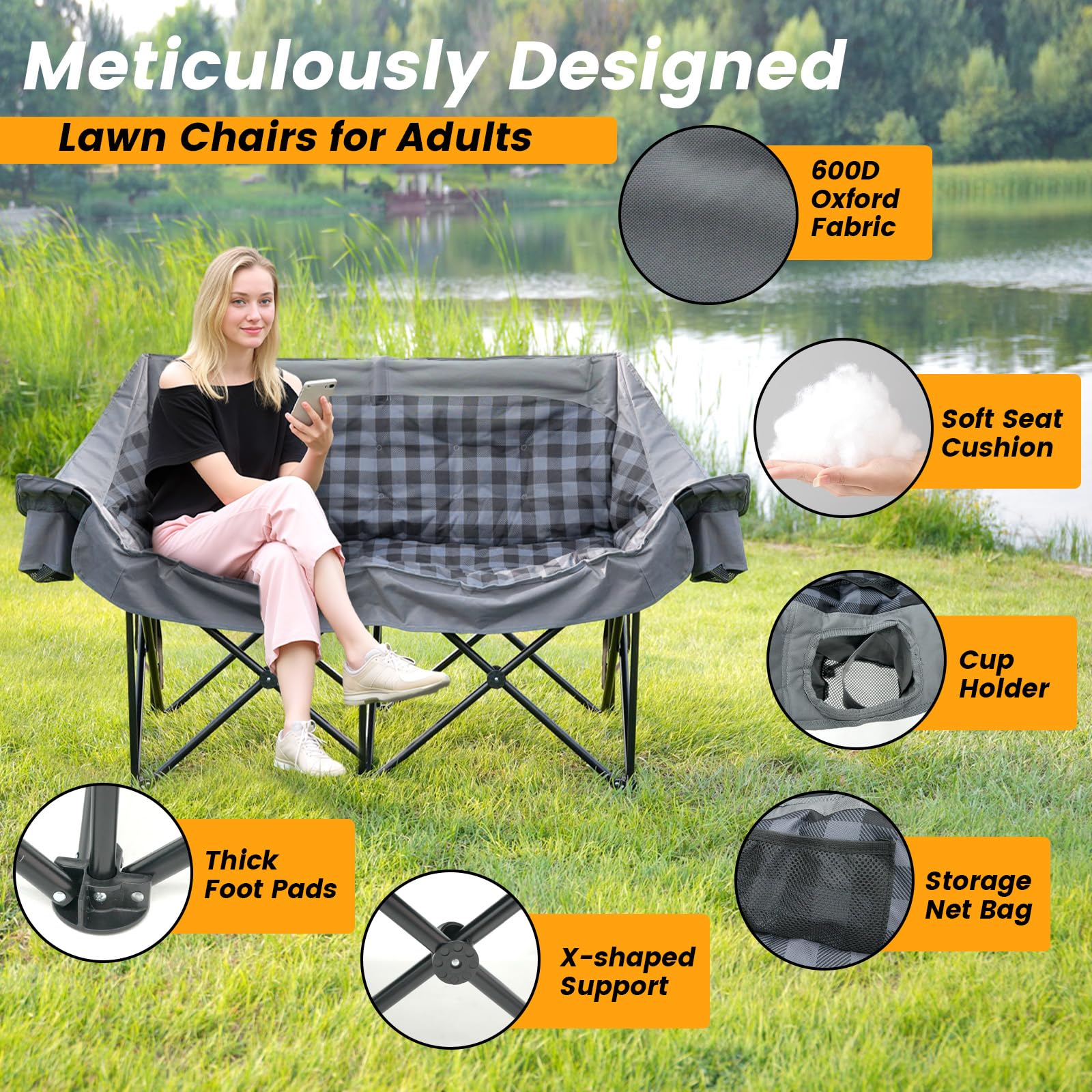 QUYUAN chair with forged steel X-frame ensuring sturdy stability.
