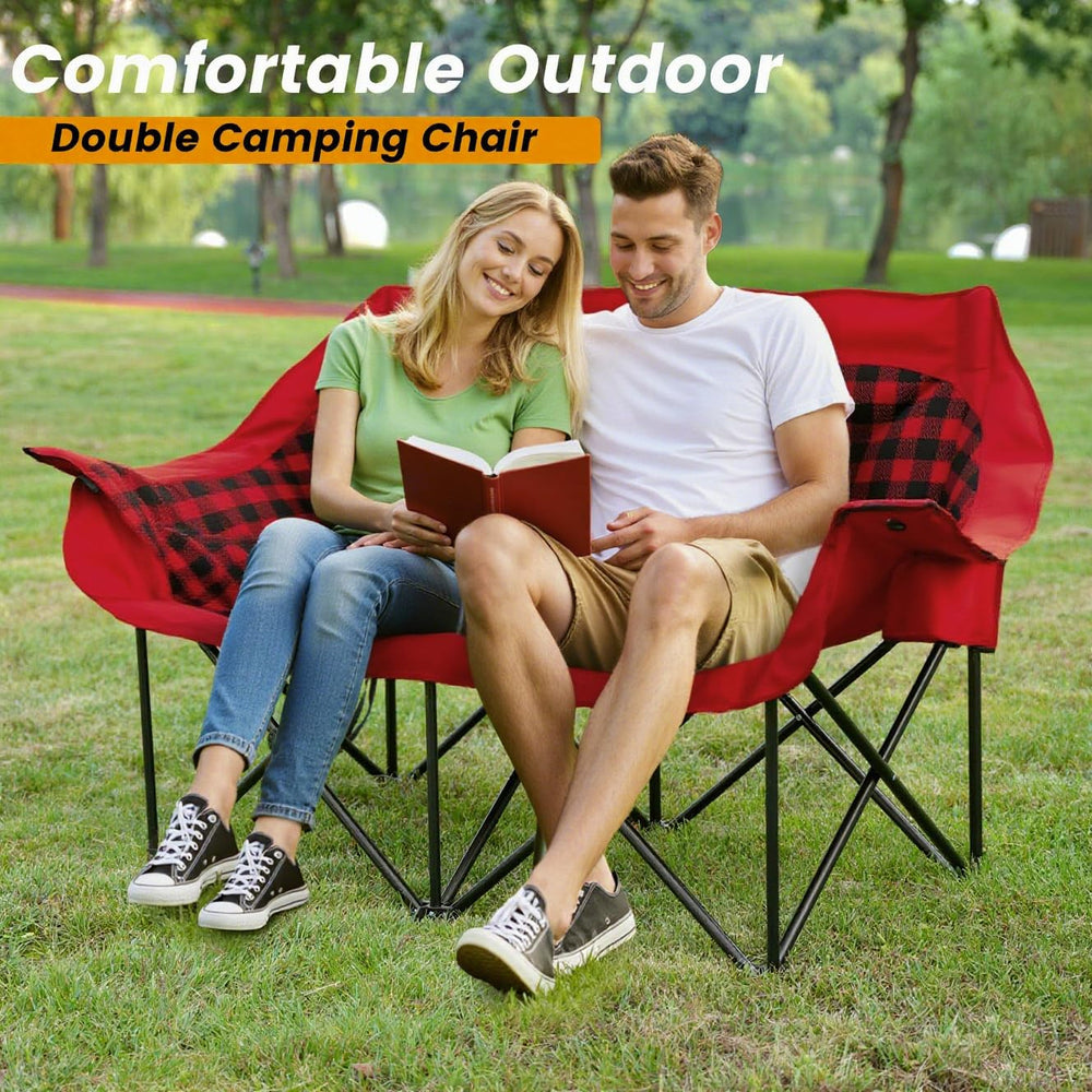 QUYUAN padded loveseat camping chair folded grey for easy storage