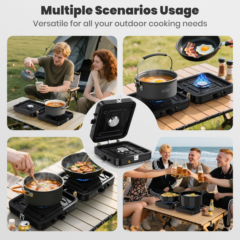 Qvamodo camp stove propane carrying bag enhances portability for camping trips.