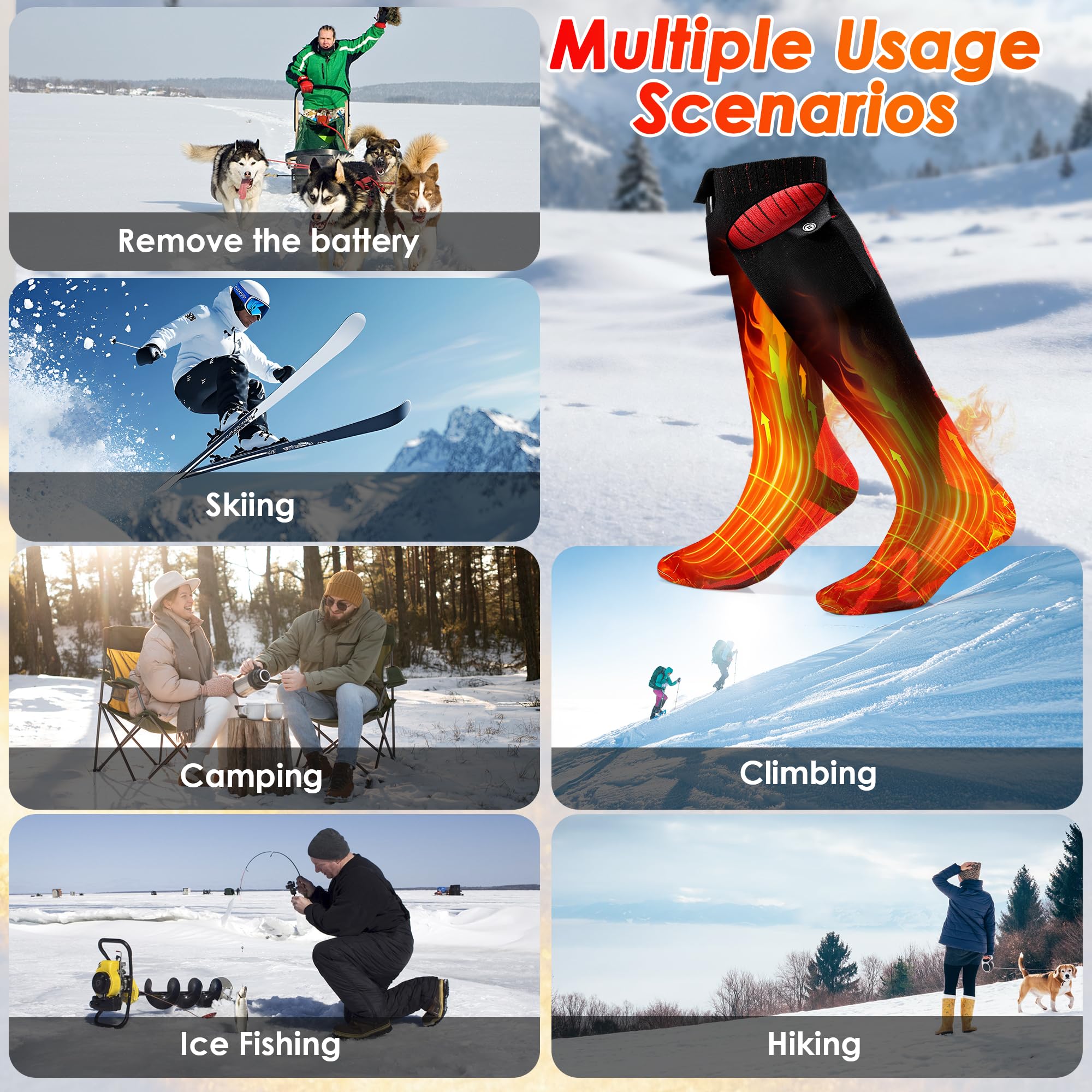 Qvamodo heated socks ideal for outdoor enthusiasts in extreme cold and windy days.