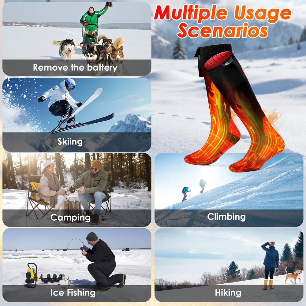 Qvamodo heated socks ideal for outdoor enthusiasts in extreme cold and windy days.