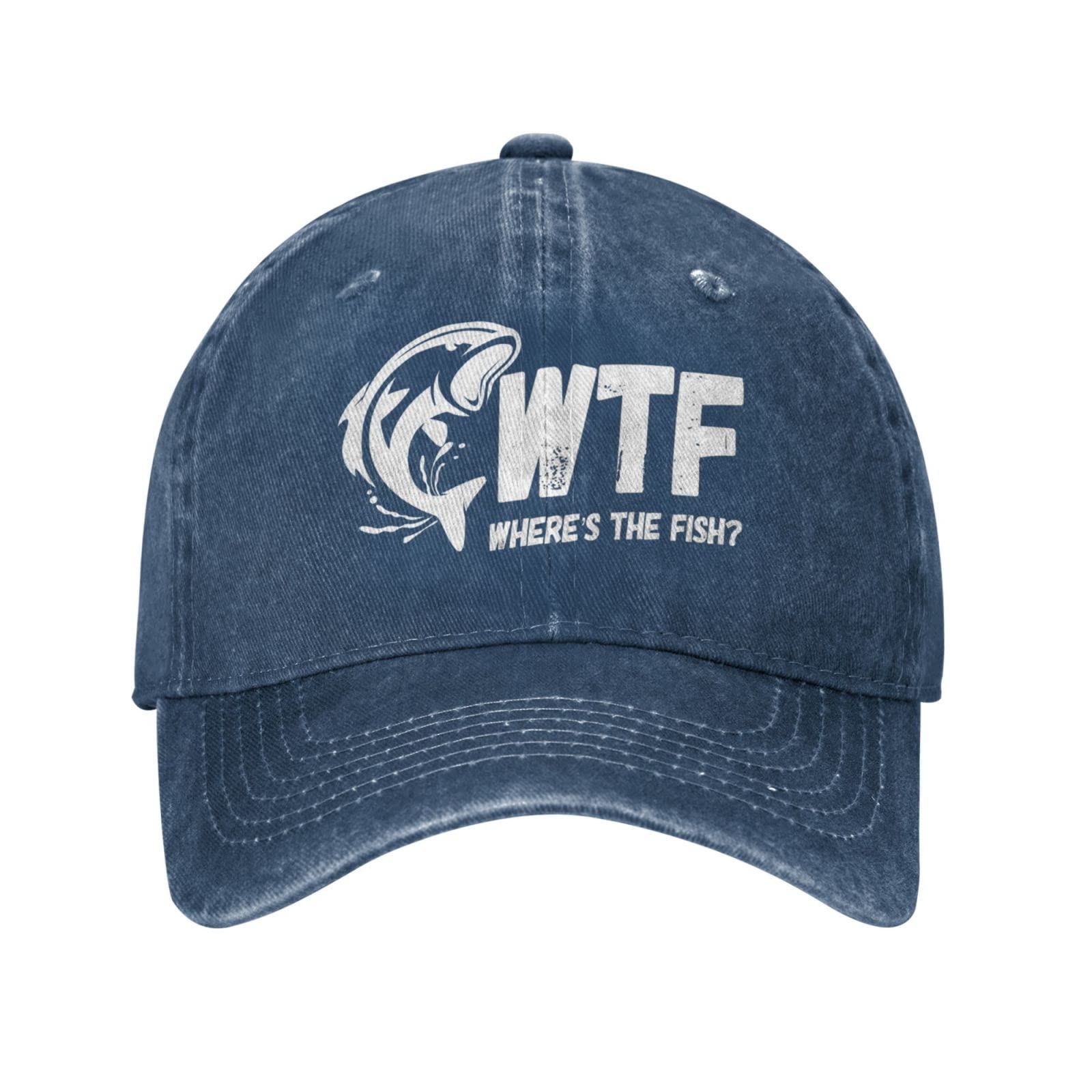 QVXHKP WTF hat in navy blue for men with adjustable back for outdoor comfort.