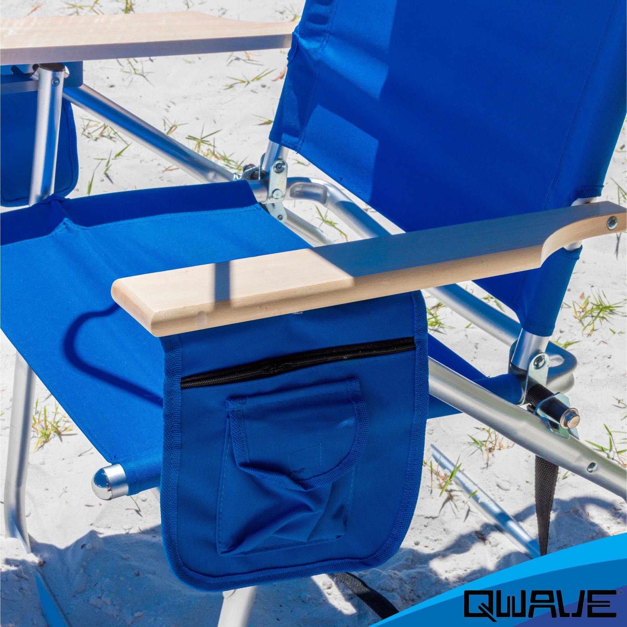 Qwave outdoor chair at sports events offers easy setup and transport.