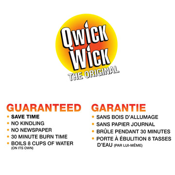 Qwick Wick fire starters in fireplace setup for indoor use