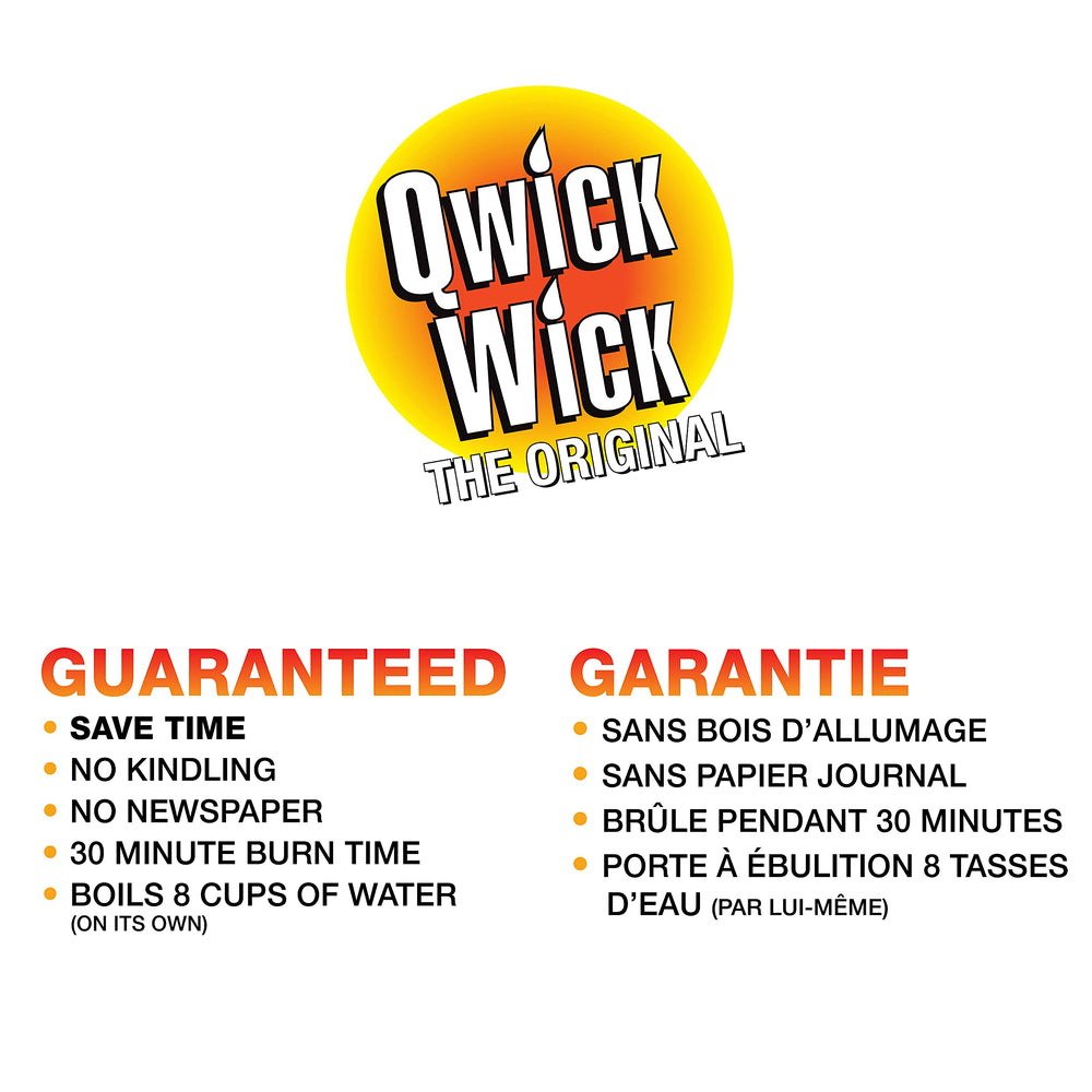 Qwick Wick fire starters in fireplace setup for indoor use