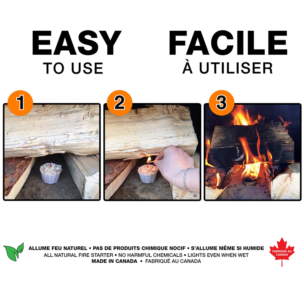 Qwick Wick fire starters lighting action demonstrates fast flame