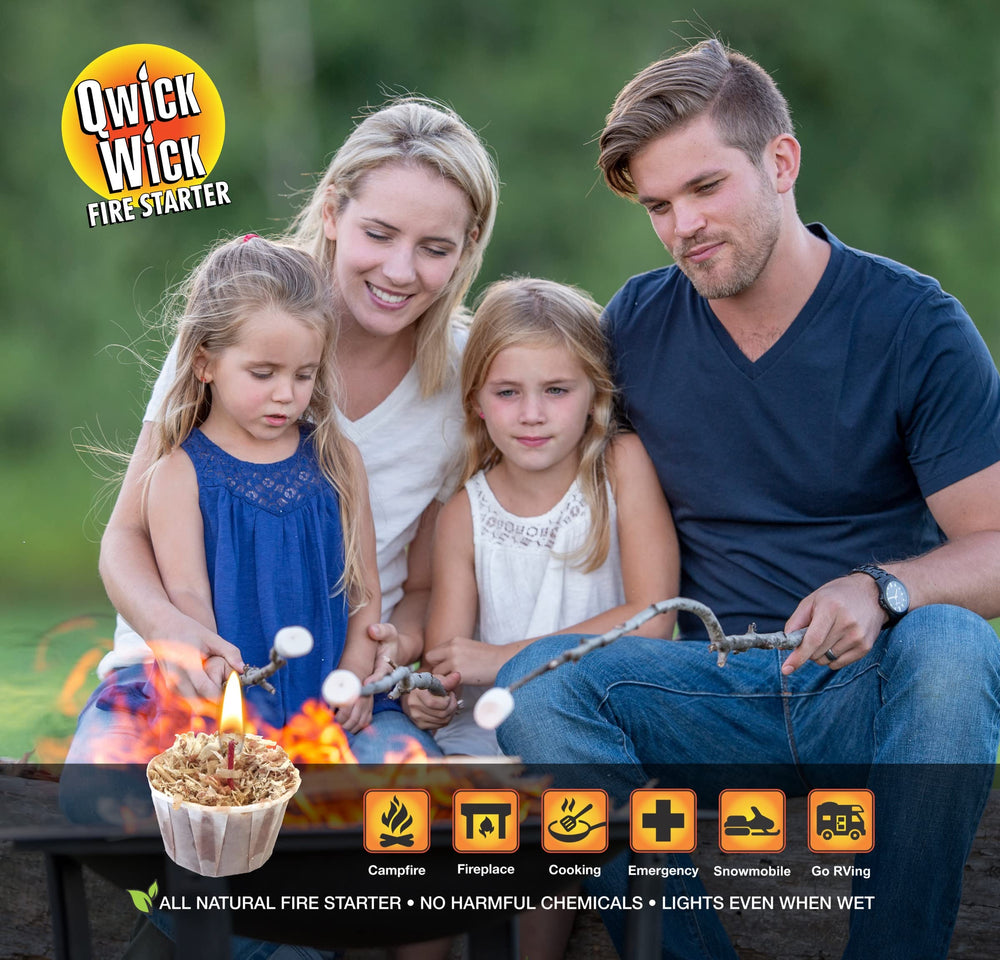 Qwick Wick fire starters made in Canada label highlighting origin and craftsmanship