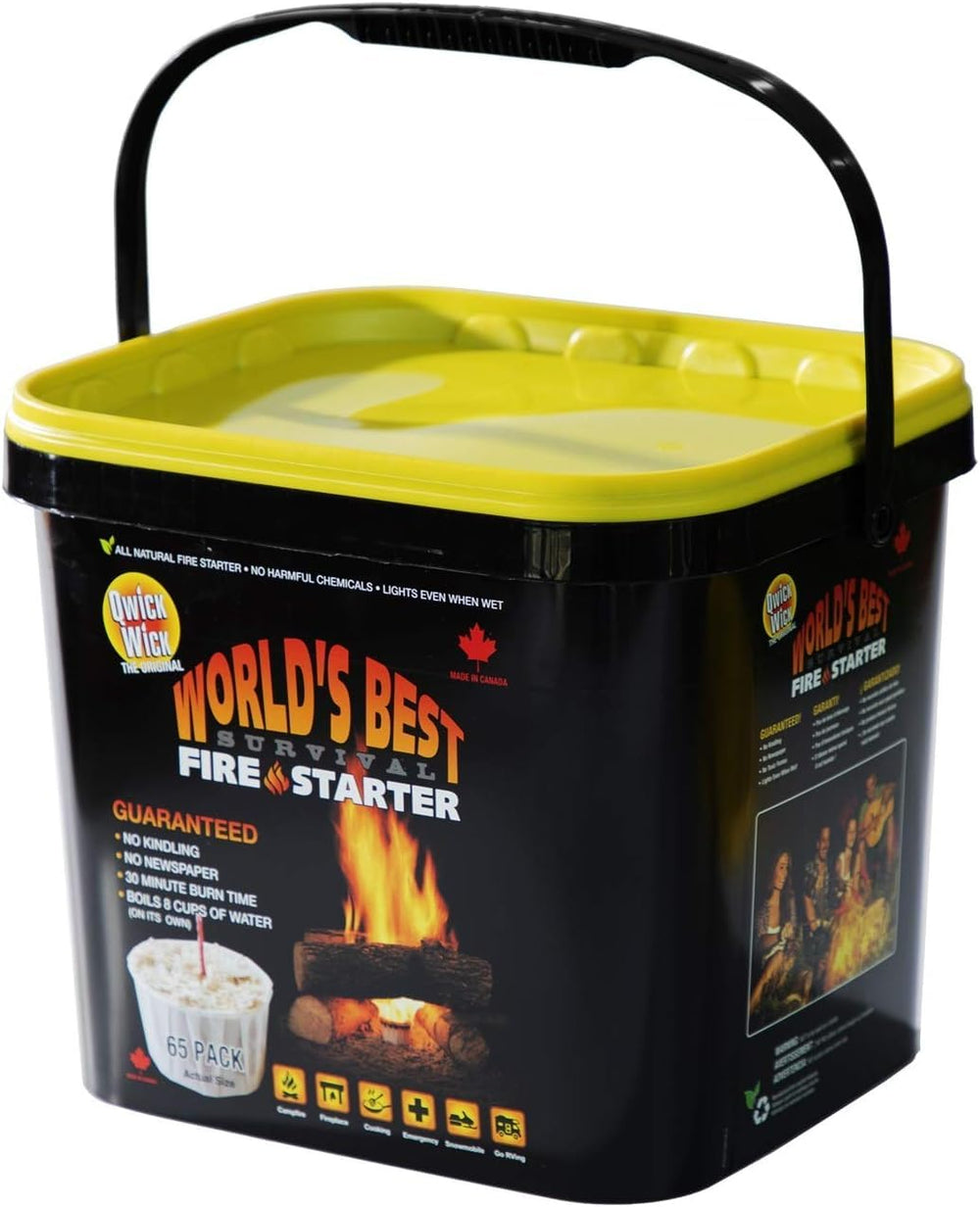 Qwick Wick fire starters packaging shows easy storage and quick ignition potential