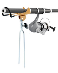 Stainless steel rod holder with sharp legs for stability