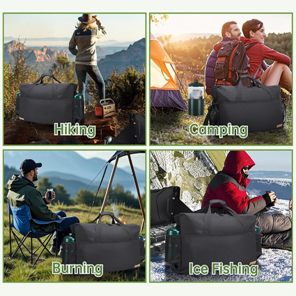 QYILUARE stove case packed inside shows organized camp gear.
