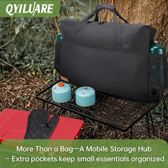 QYILUARE stove case side mesh pockets organize two 1lb tanks.