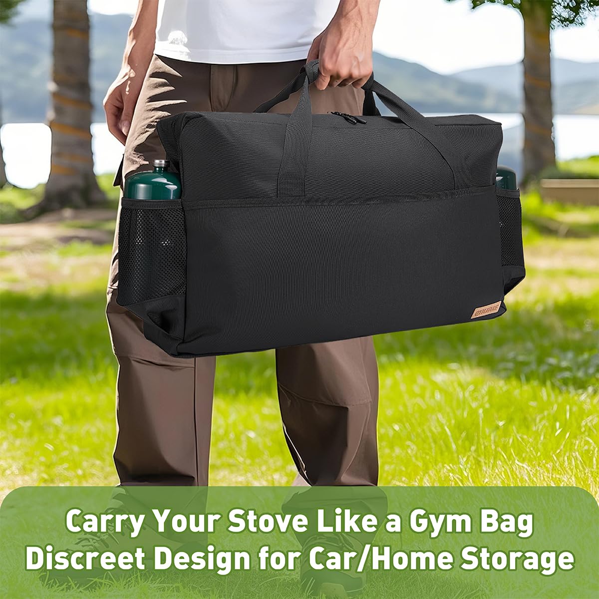 QYILUARE stove case zipper closure enables secure access.