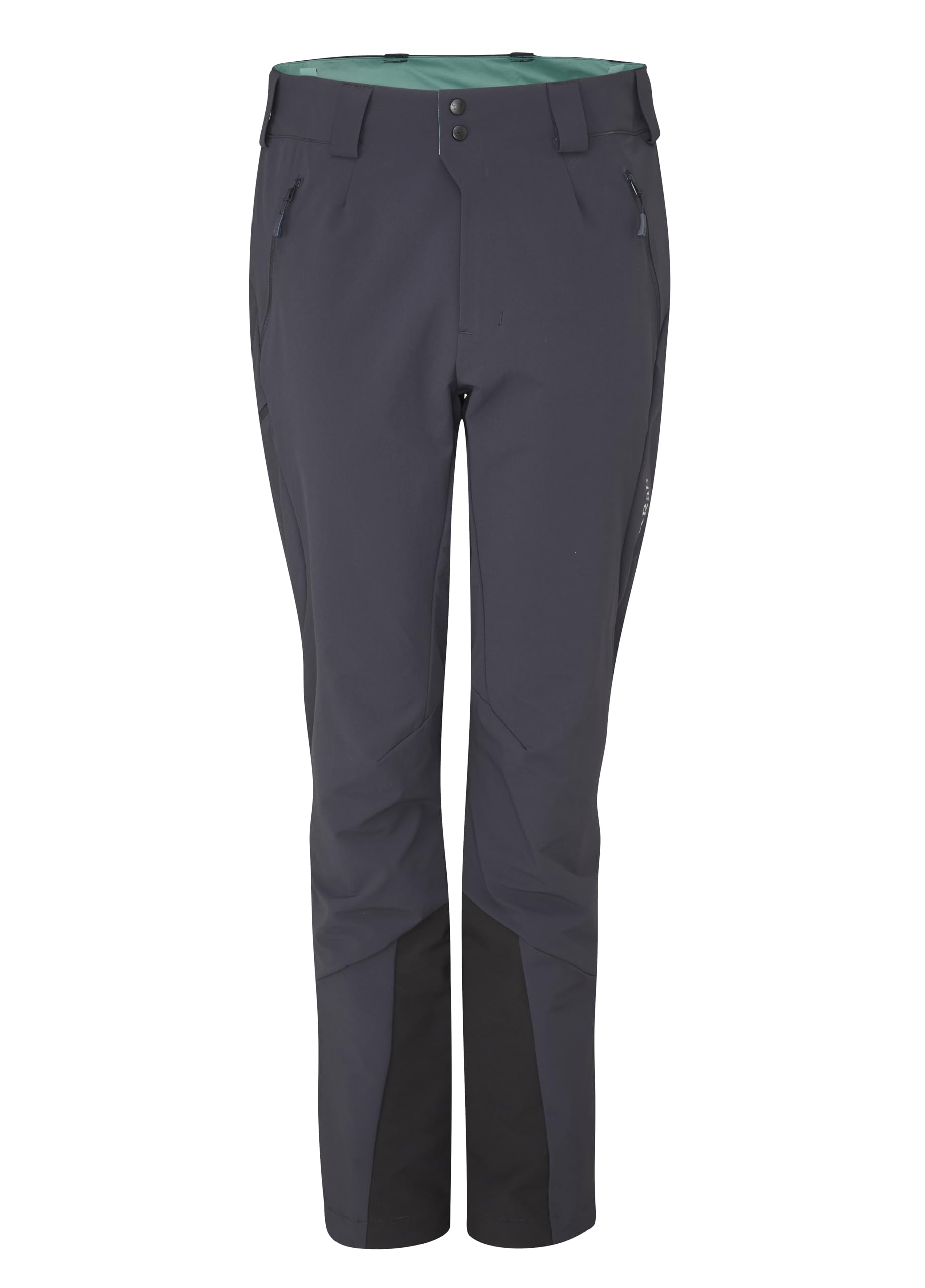 Rab Ascendor AS Pants worn on a rugged trail, versatile hiking-ready softshell protection.