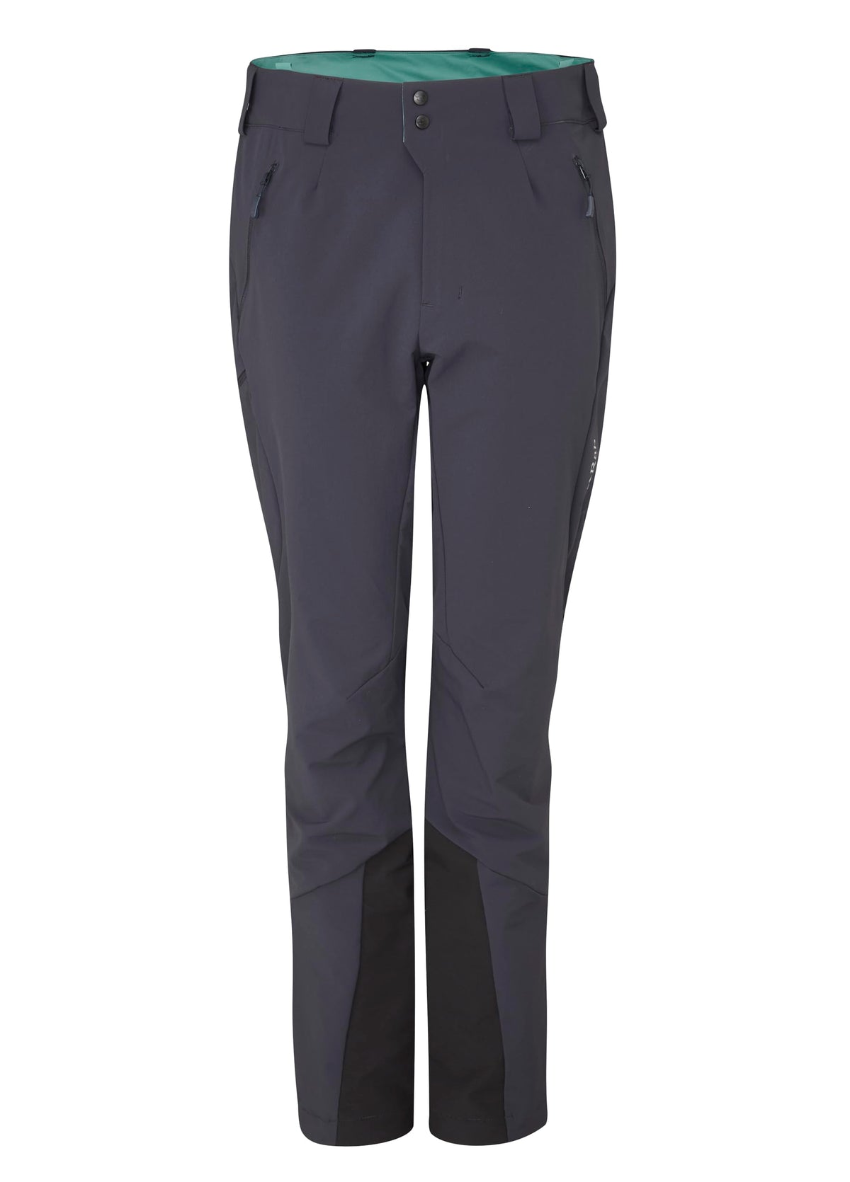 Rab Ascendor AS Pants worn on a rugged trail, versatile hiking-ready softshell protection.