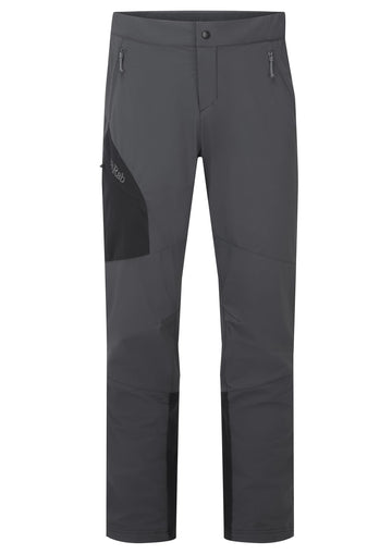 Rab Ascendor pants demonstrating movement while climbing, showcasing versatility for alpine routes