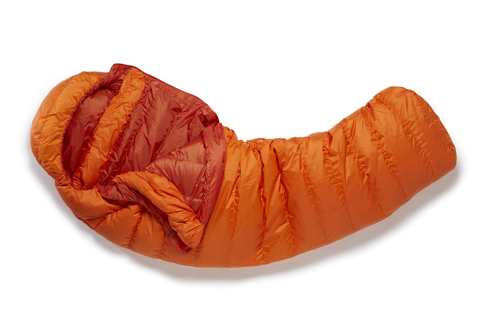 Rab Ascent 300 Atomic Long opened to reveal loft and warmth features