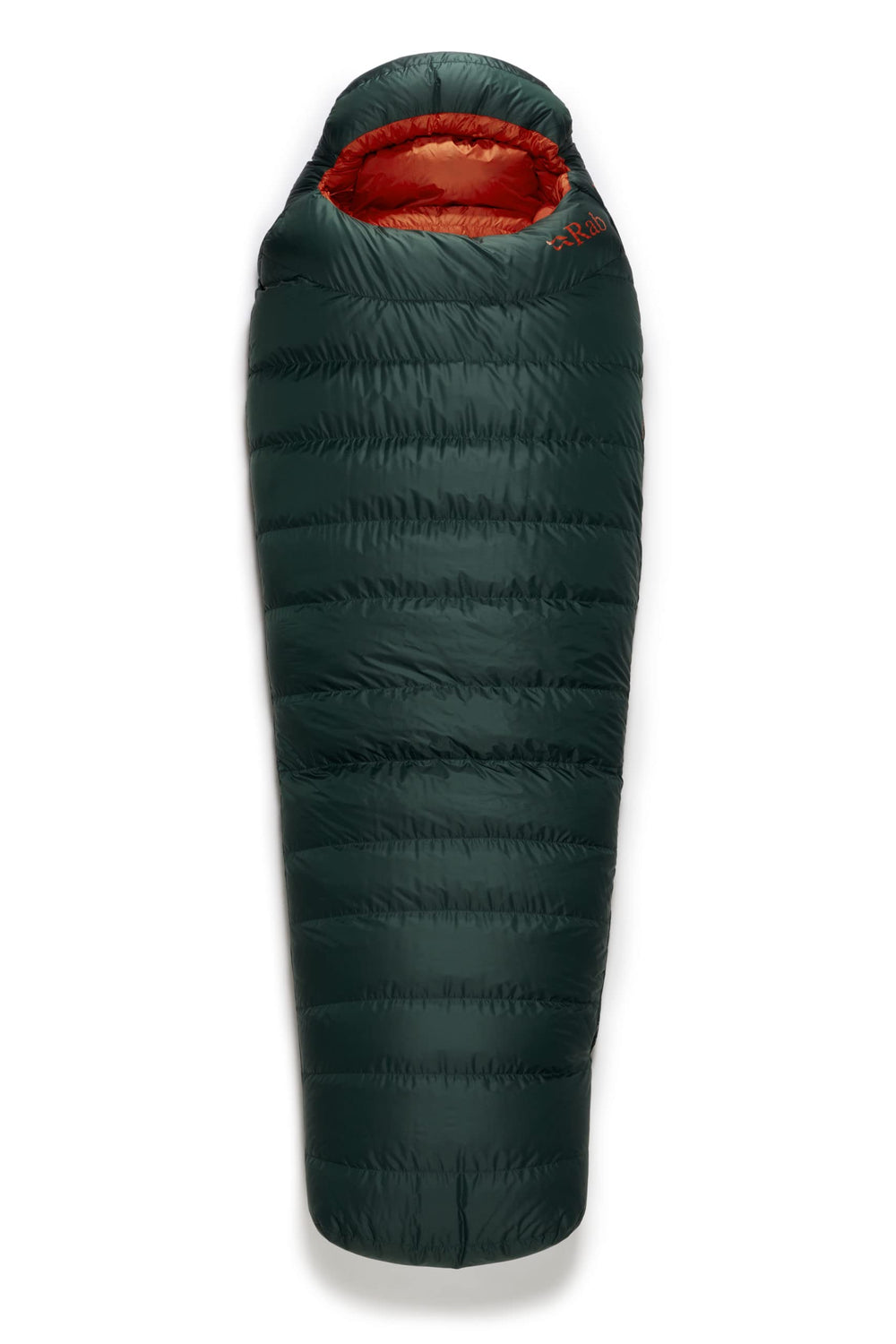 Rab Ascent down sleeping bag Pine, left zip, warm and packable for camping
