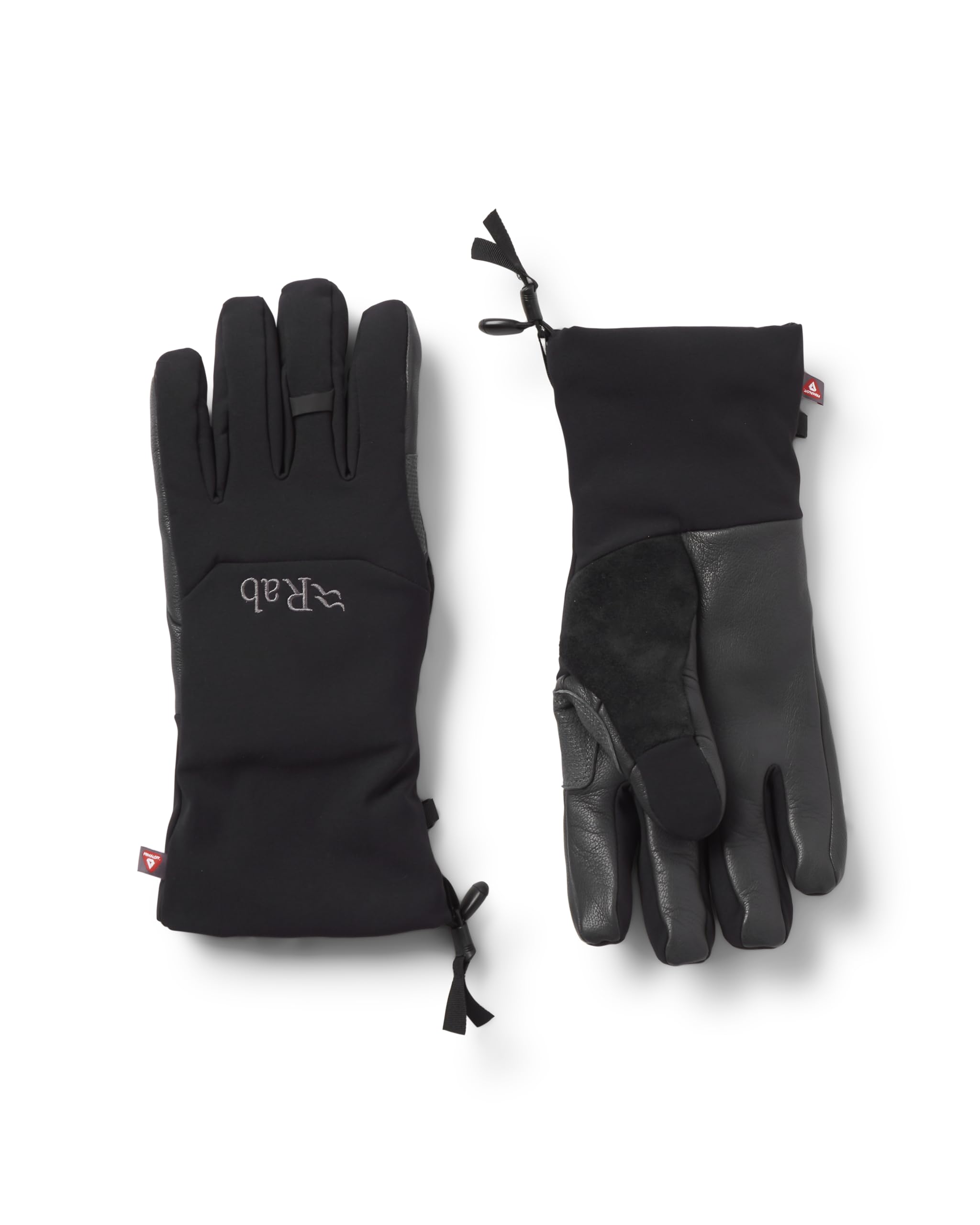 Rab Baltoro Gloves softshell in black offer durable grip for climbing and mountaineering
