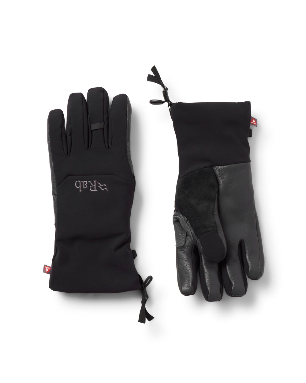 Rab Baltoro Gloves softshell in black offer durable grip for climbing and mountaineering