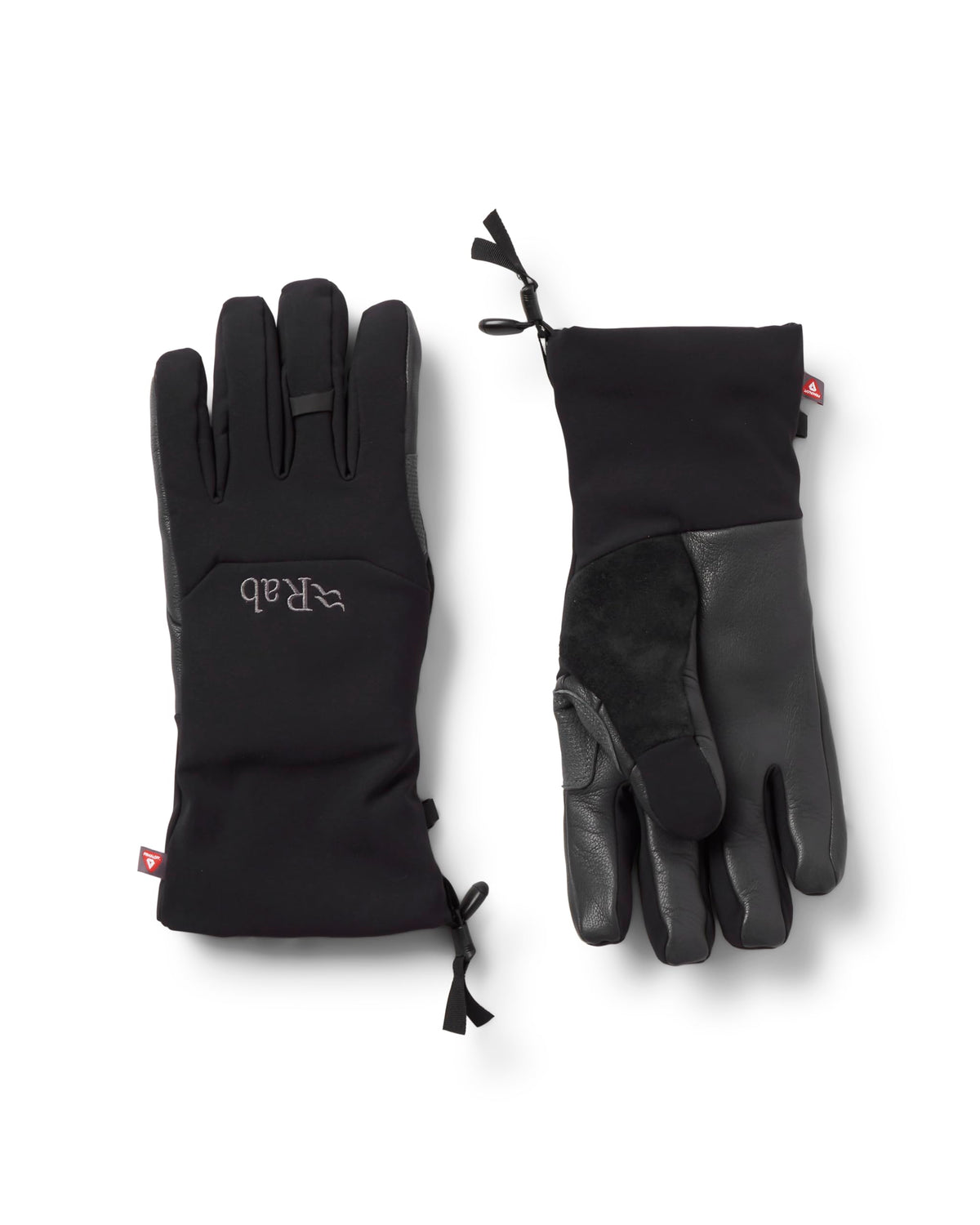 Rab Baltoro Gloves softshell in black offer durable grip for climbing and mountaineering